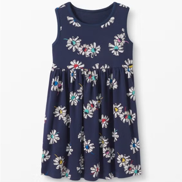 Hanna Andersson Printed Play Dress Girls 3T 90 cm Navy Floral Sleeveless Summer - Picture 5 of 5